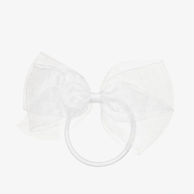 Shop Peach Ribbons Girls White Bow Hair Elastic (12cm)