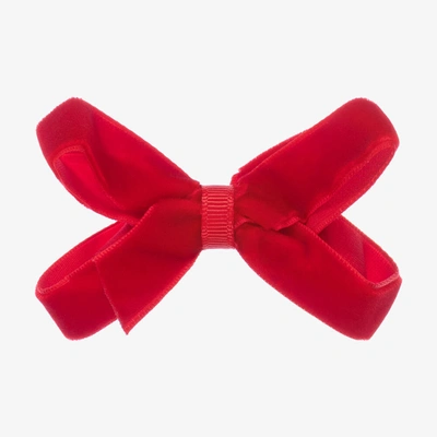 Shop Peach Ribbons Girls Red Velvet Bow Clip (7cm)