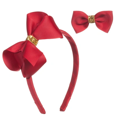 Shop Milledeux Girls Red Hairband & Hairclip Set