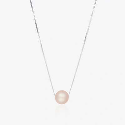 Shop Raw Pearls Girls Pearl & Silver Necklace (44cm) In Pink
