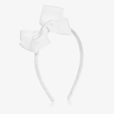 Shop Peach Ribbons Girls White Bow Hairband