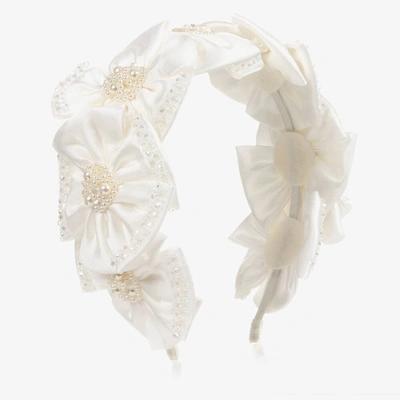Shop Sienna Likes To Party Girls White Satin Flower Hairband