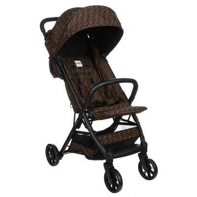 Shop Fendi Brown Ff Logo Stroller