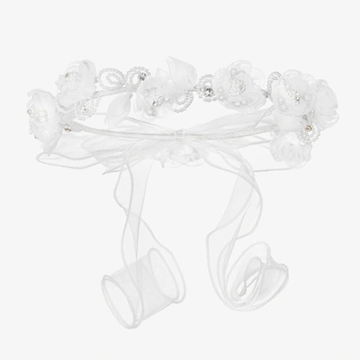 Shop Romano Girls White Tulle Floral Garland