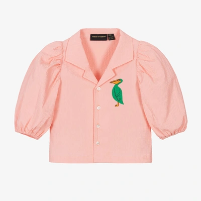 Shop Mini Rodini Girls Pink Organic Cotton Pelican Blouse