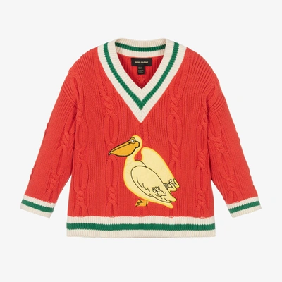 Shop Mini Rodini Boys Red Pelican Knitted Sweater
