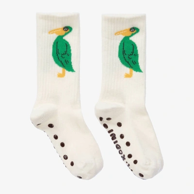 Shop Mini Rodini White Pelican Anti-slip Socks