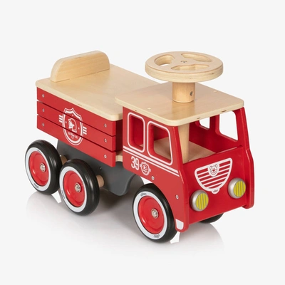 Shop Vilac Wooden Fire Engine Toy (50cm) In Red