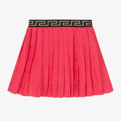 Shop Versace Baby Girls Pink Satin Pleated Skirt