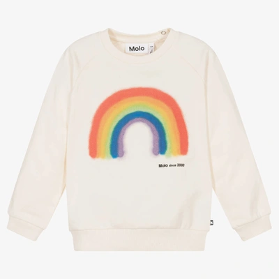 Shop Molo Ivory Organic Cotton Rainbow Sweatshirt