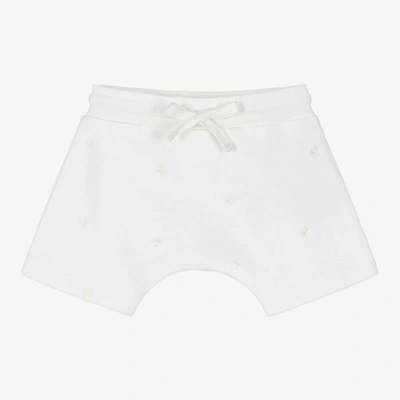 Shop Bonpoint White Cotton Cherry Embroidered Shorts