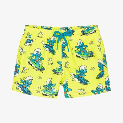 Shop Mc2 Saint Barth Boys Neon Yellow Smurf Swim Shorts
