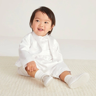 Shop Childrensalon Occasions Baby Boys White Satin Shortie Suit