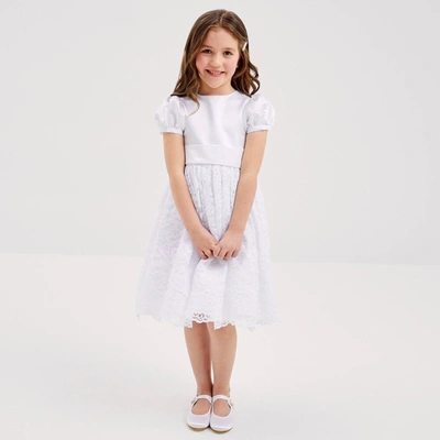 Shop Childrensalon Occasions Girls White Satin & Lace Dress
