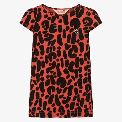 Shop The Animals Observatory Girls Red Cotton Animal Print Dress