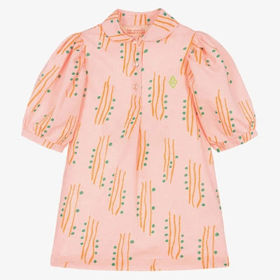 Shop The Animals Observatory Girls Pink Linen & Cotton Pattern Dress