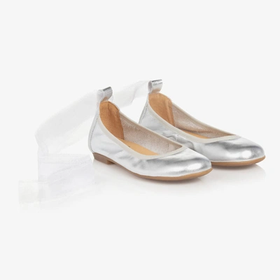 Shop Children's Classics Girls Silver Leather Ballerina Shoes