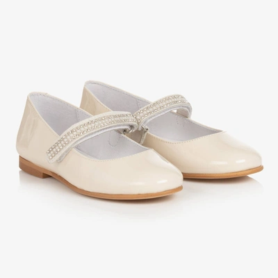 Shop Children's Classics Girls Ivory Patent Leather & Diamanté Shoes