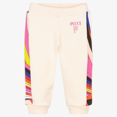 Shop Pucci Baby Girls Ivory Iride Print Joggers