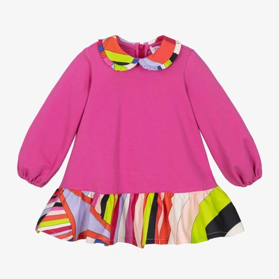 Shop Pucci Baby Girls Pink Cotton Iride Print Dress