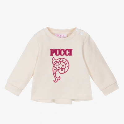 Shop Pucci Baby Girls Ivory Sweatshirt