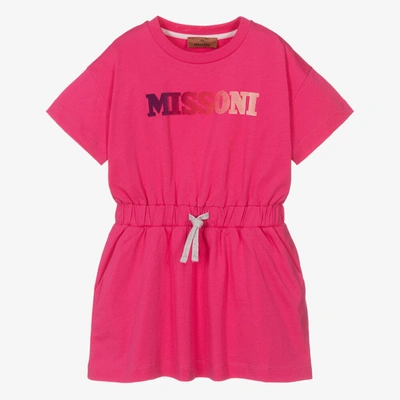 Shop Missoni Girls Fuchsia Pink Organic Cotton Dress