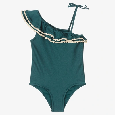Shop Zimmermann Girls Green Ruffle Swimsuit