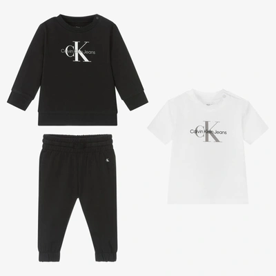 Shop Calvin Klein Boys Black & White Tracksuit Gift Set