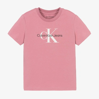 Calvin Klein Babies' Pink Cotton Monogram Logo T-shirt | ModeSens