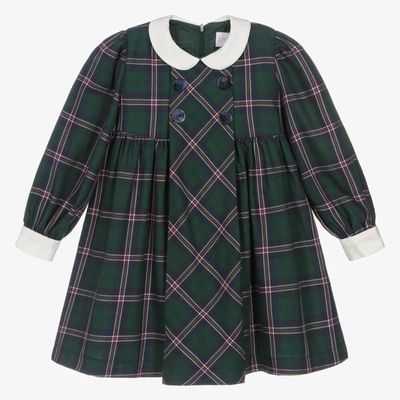 Shop Eirene Girls Green & Navy Blue Tartan Dress