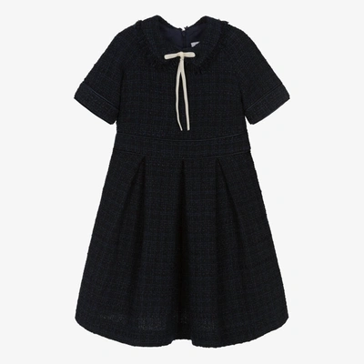 Shop Eirene Girls Navy Blue Tweed Dress