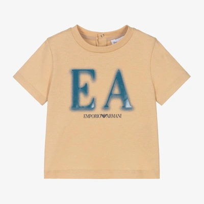 Shop Emporio Armani Baby Boys Beige Cotton Ea T-shirt