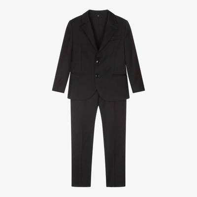 Shop Emporio Armani Boys Black Wool Single-breasted Suit
