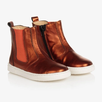 Shop Joyday Orange Leather Ankle Boots