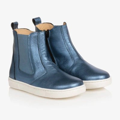 Shop Joyday Blue Leather Ankle Boots