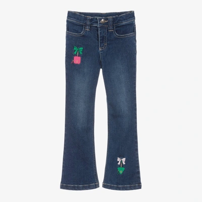 Shop Aigner Girls Blue Embroidered Denim Jeans