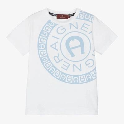 Shop Aigner Boys White Cotton T-shirt
