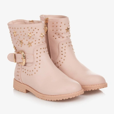 Shop Angel's Face Girls Pink & Gold Studded Faux Leather Boots