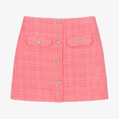 Shop Self-portrait Girls Pink Tweed Skirt