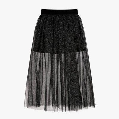 Shop Monnalisa Girls Black Glitter Tulle Skirt