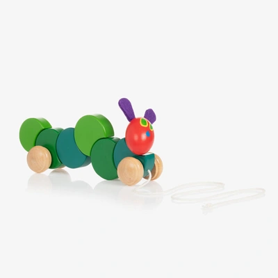 Shop Rainbow Designs Hungry Caterpillar Wooden Pull Along Toy (24cm) In Green