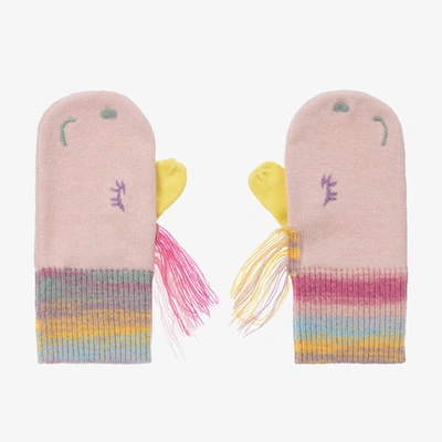 Shop Stella Mccartney Kids Girls Pink Unicorn Knitted Mittens