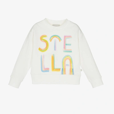 Shop Stella Mccartney Kids Girls Ivory Cotton Sweatshirt