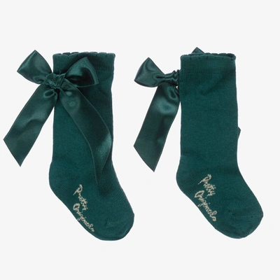 Shop Pretty Originals Girls Dark Green Bow Cotton Socks