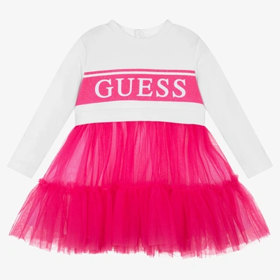 Guess Baby Girls White & Pink Tulle Dress | ModeSens