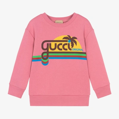 Shop Gucci Girls Pink Cotton Sunset Sweatshirt