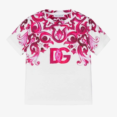 Shop Dolce & Gabbana Baby Girls Pink & White Majolica T-shirt