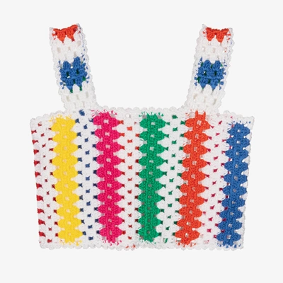 Shop Nessi Byrd Girls Ivory Striped Crochet Top