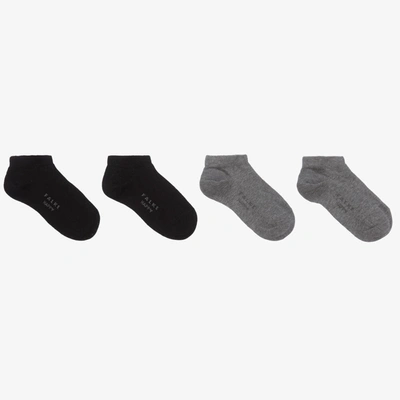 Shop Falke Black & Grey Cotton Trainer Socks (2 Pack)