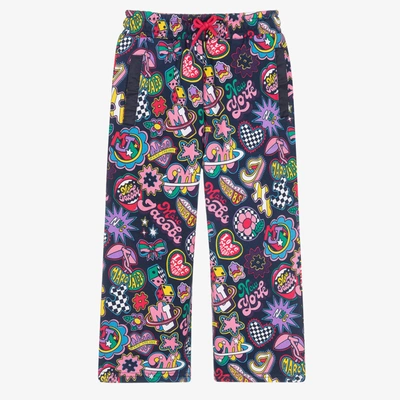 Shop Marc Jacobs Girls Blue Patch Flared Joggers